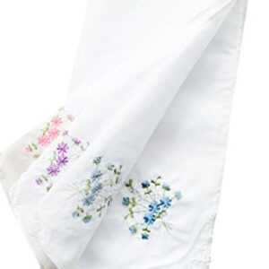 Mix Lot Womens Embroidery Floral Cotton Handkerchiefs Lace Border Wedding Hankies