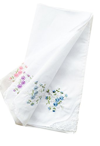 Mix Lot Womens Embroidery Floral Cotton Handkerchiefs Lace Border Wedding Hankies