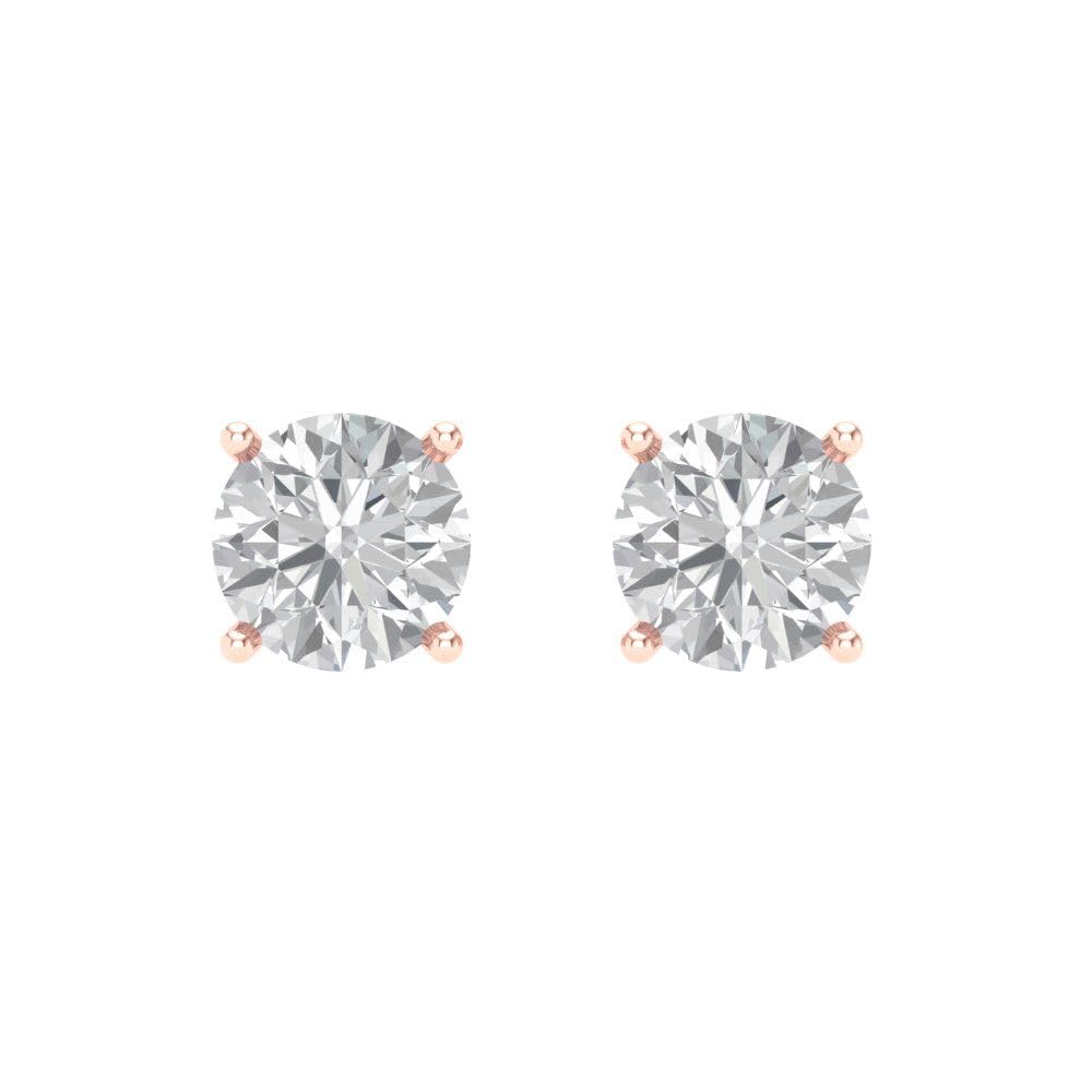 Clara Pucci 2 ct Brilliant Round Cut Studs Clear Simulated Diamond 14k Rose Solid Gold Earrings Screw back