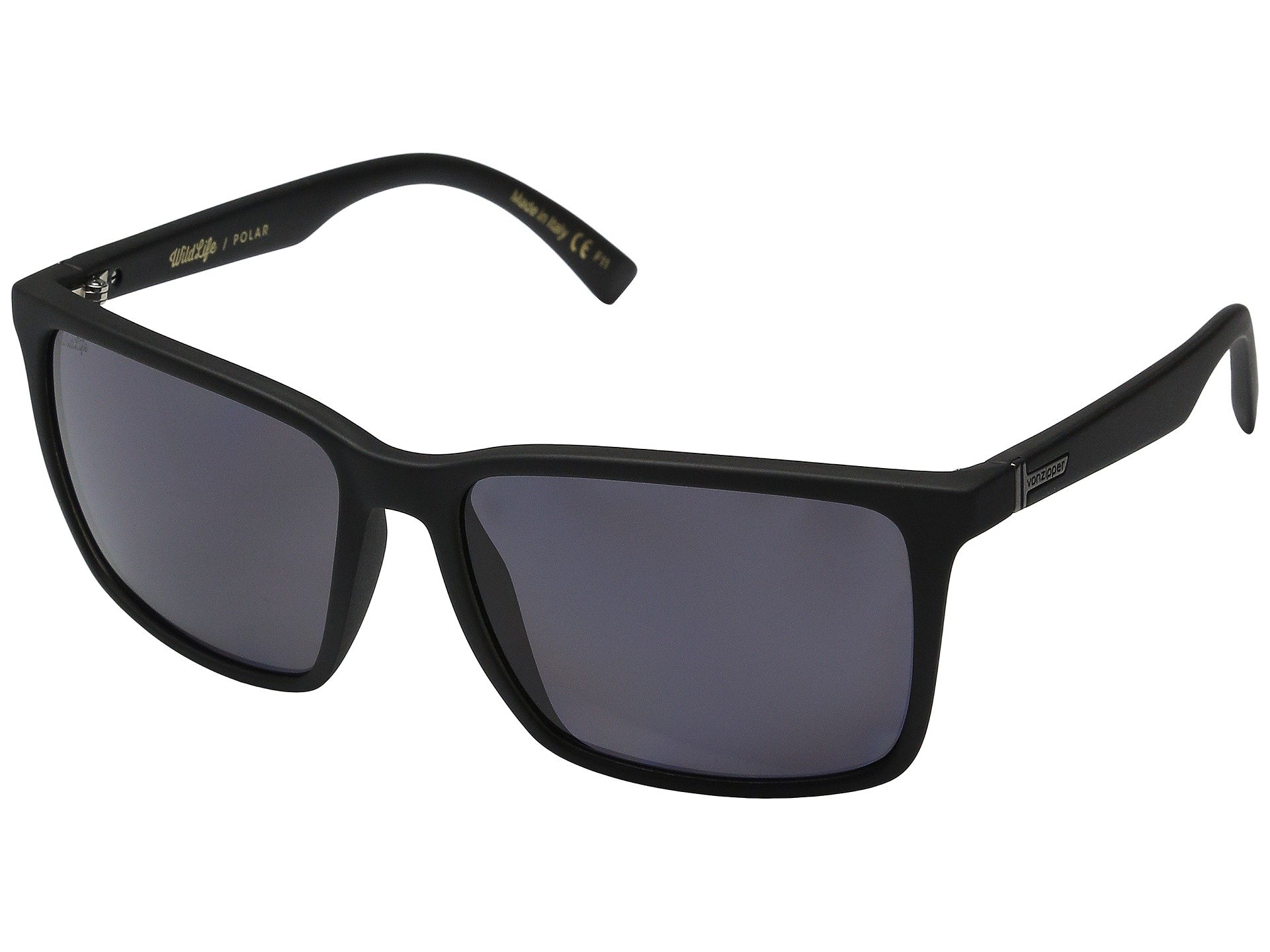 VonZipper Lesmore Sunglasses Matte Black with Wildlife Vintage Grey Polarized Lens