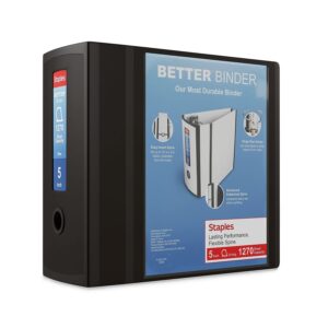 staples better binder heavy-duty view, black, 1000-sheet capacity, 5" (ring diameter)