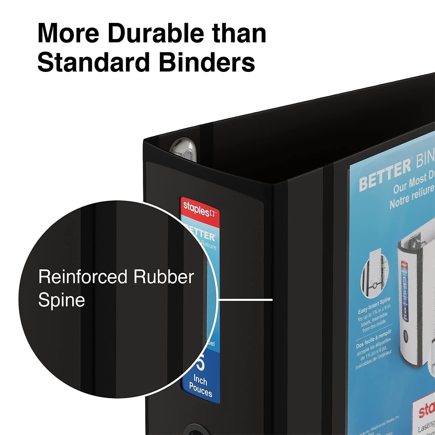 Staples Better Binder Heavy-Duty View, Black, 1000-Sheet Capacity, 5" (Ring Diameter)