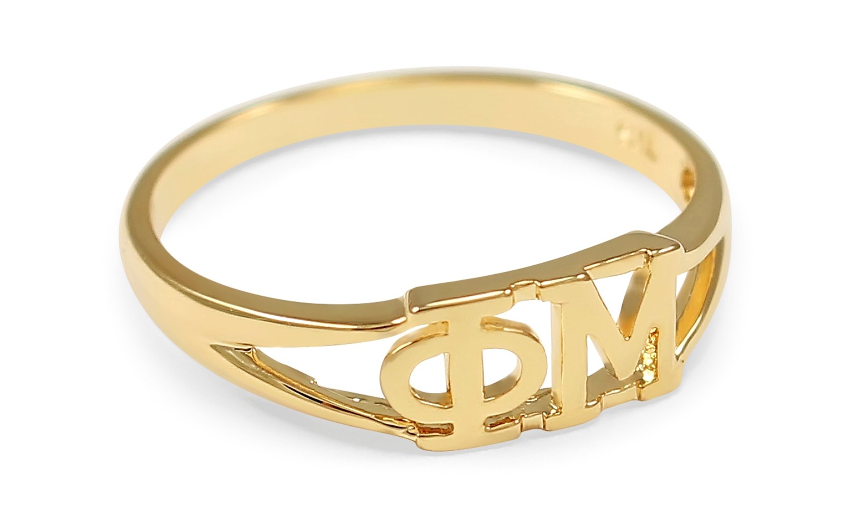 The Collegiate Standard Phi Mu 14k Gold Plated Sorority Ring with Greek letters (11)