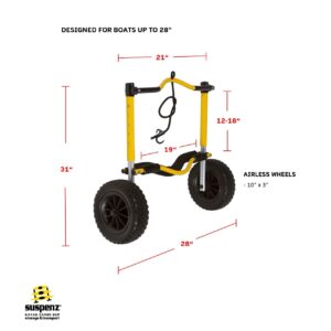 Suspenz Kayak Canoe Transport Cart, XL END Carrier Trolley with Airless Wheels, Yellow (22-0099)