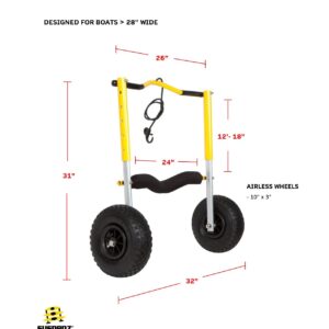 Suspenz Kayak Canoe Transport Cart, XL END Carrier Trolley with Airless Wheels, Yellow (22-0099)