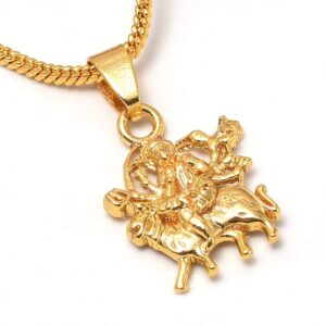 chain pendant sherawali maa kali durga maa gold plated locket jewelry set 7614