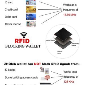 ZHOMA RFID Blocking Genuine Leather Credit Card Case Holder Security Travel Wallet - Black