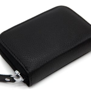 ZHOMA RFID Blocking Genuine Leather Credit Card Case Holder Security Travel Wallet - Black