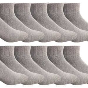 SOCKS'NBULK 12 Pairs Men's Ankle Socks, Athletic Sports Running Socks, Quarter Length (Gray)