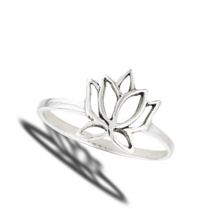 Filigree Lotus Flower Vintage Ring New .925 Sterling Silver Band Size 6