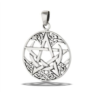 pentagram celtic pendant .925 sterling silver knot star circle crescent charm