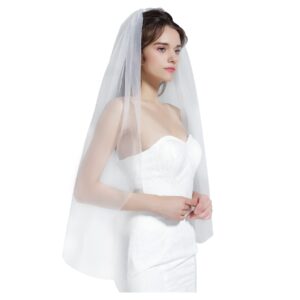 beautelicate wedding bridal veil with comb 1 tier cut edge fingertip&cathedral length