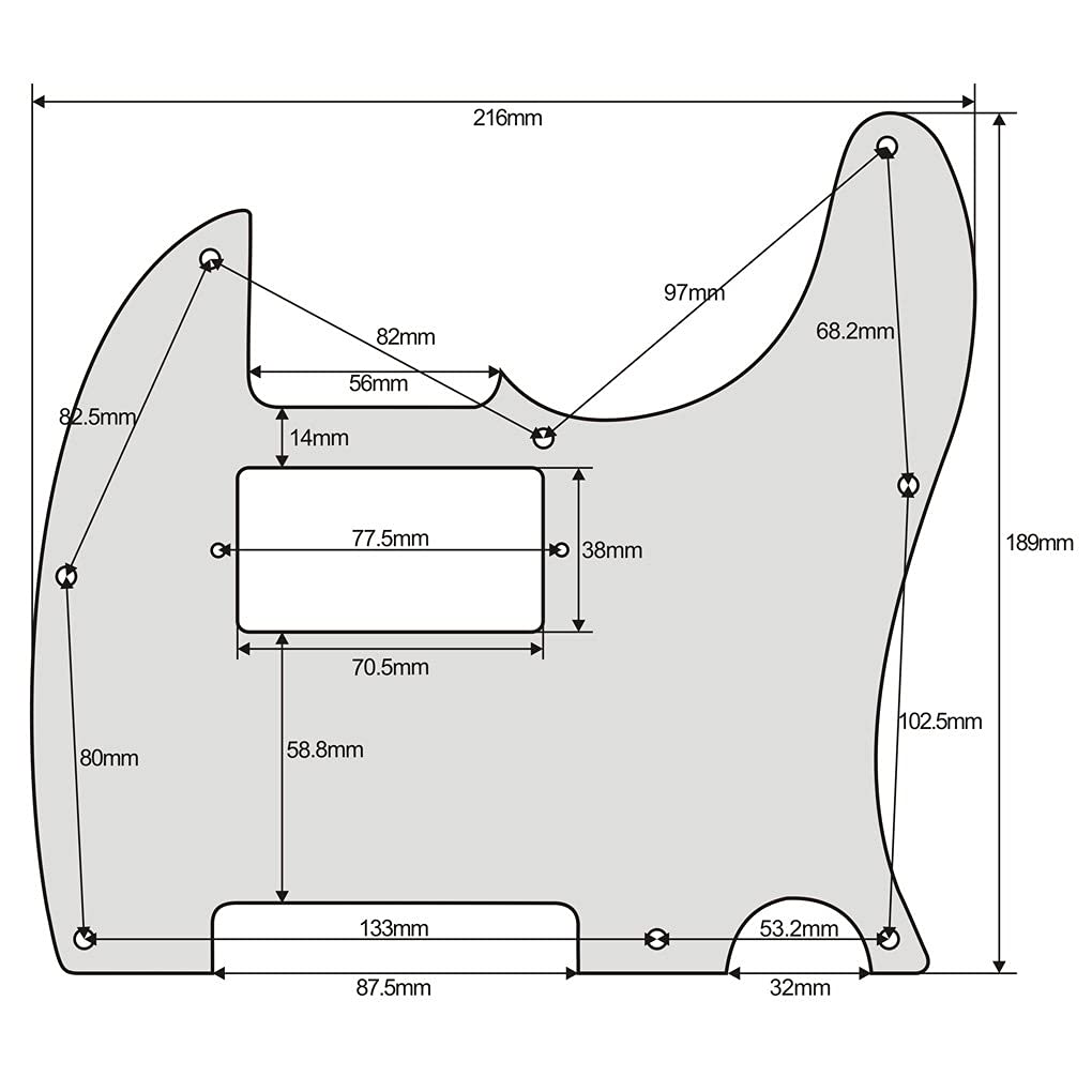 FLEOR 3Ply Black 8 Hole Tele Pickguard Guitar Humbucker Pick Guard HH with Screws Fit USA/Mexican Fender Standard Telecaster Part