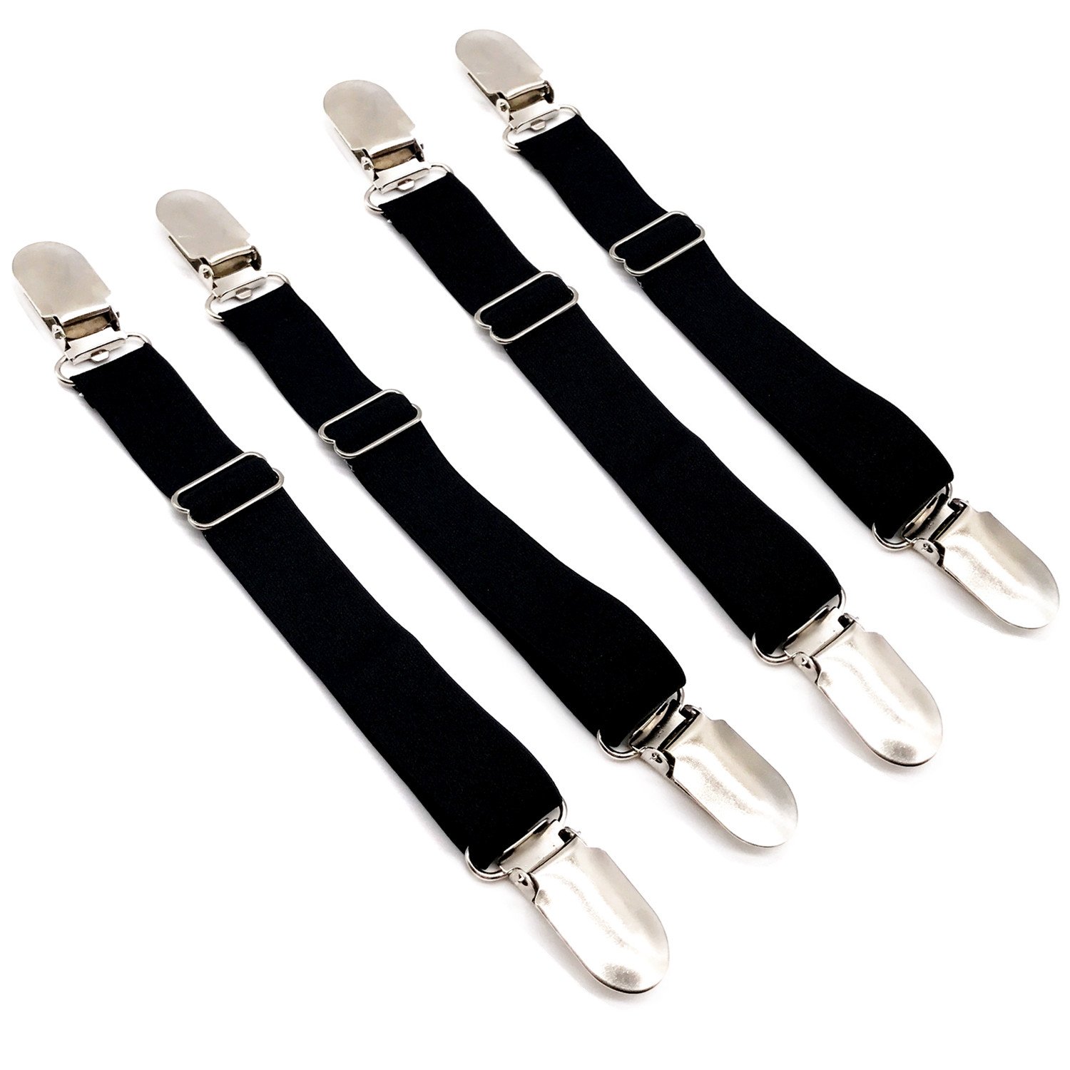 Outman 4 Pcs Multifuction Adjustable Elastic Stocking Clip Garter Suspender (4pcs black)