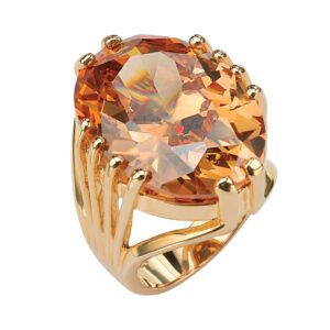 PalmBeach Yellow Gold-plated Oval Cut Champagne Cubic Zirconia Cocktail Ring Sizes 7-12 Size 9