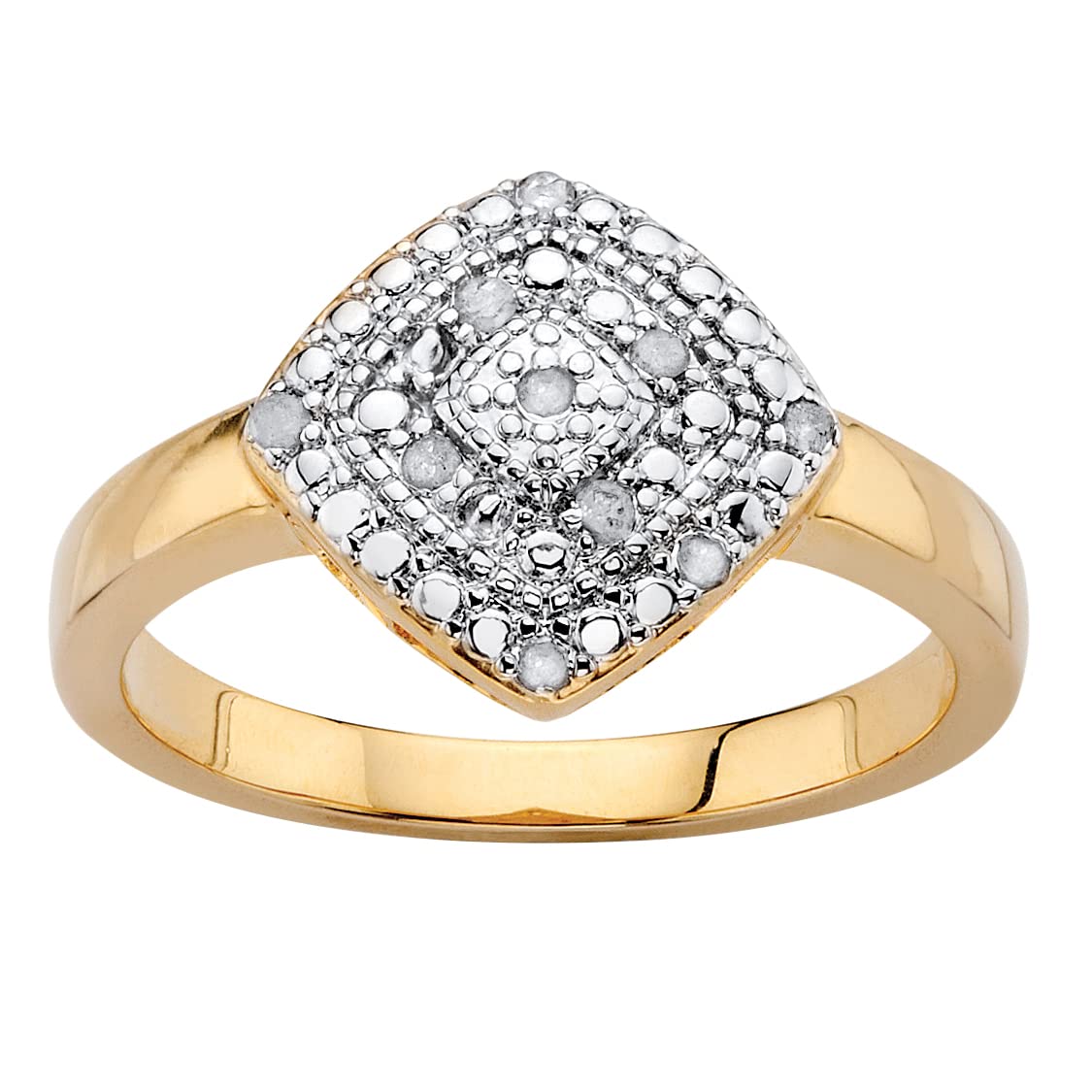 PalmBeach Yellow Gold-plated Genuine Diamond Squared Cluster Ring (1/10 cttw, I Color, I3 Clarity) Sizes 6-10 Size 7