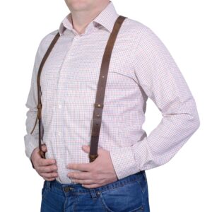 GE MARK Leather Suspenders - for Men and Women - Best for Gift and Wedding (Brown)