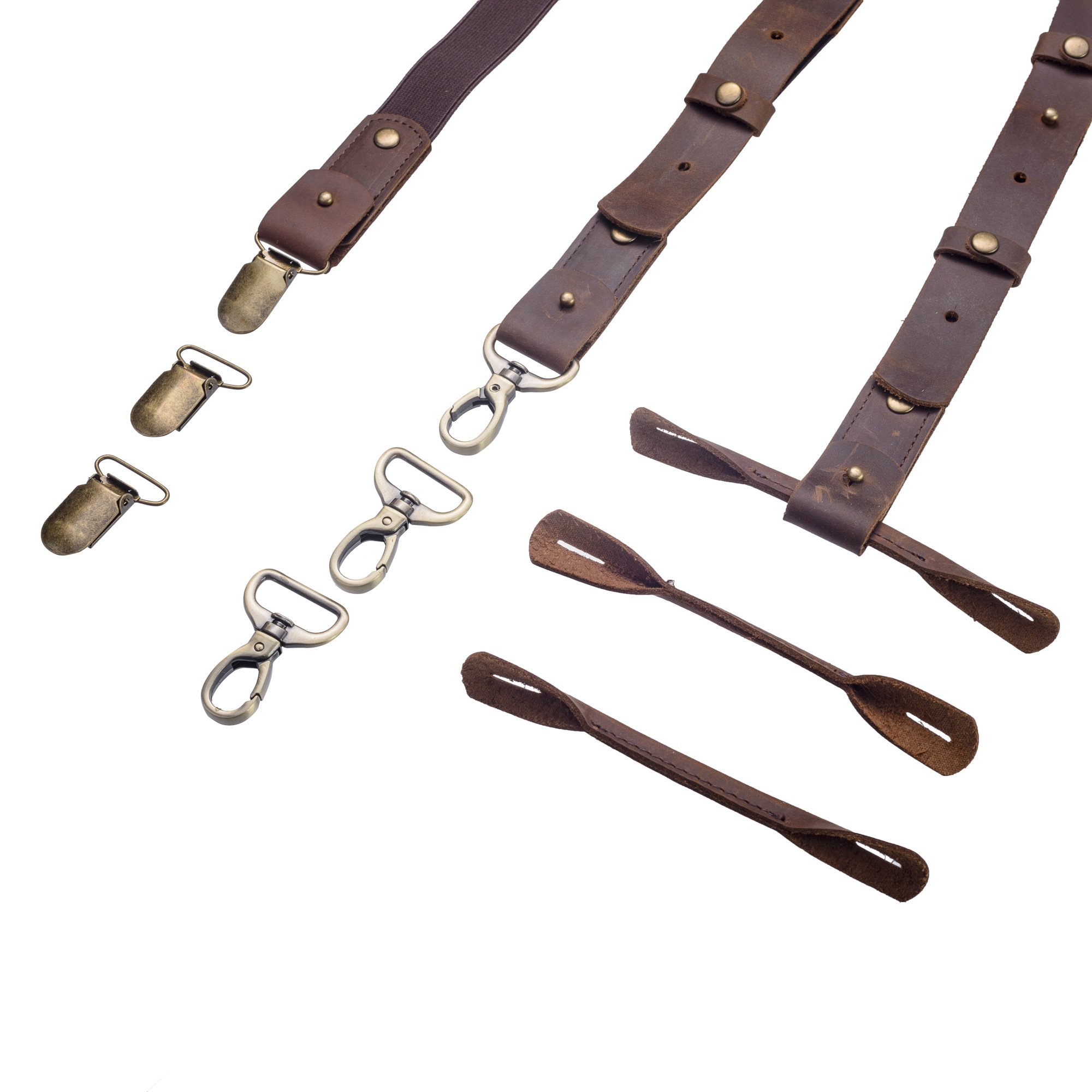 GE MARK Leather Suspenders - for Men and Women - Best for Gift and Wedding (Brown)