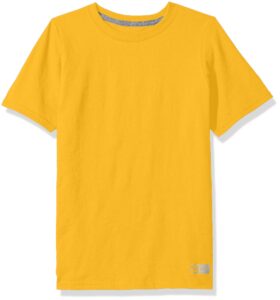 russell athletic boys' big performance cotton short sleeve t-shirt, gold, medium