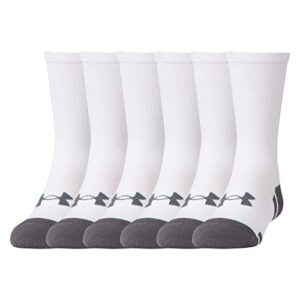 under armour kids' standard resistor 3.0 crew socks, multipairs, white/graphite (6-pairs), small