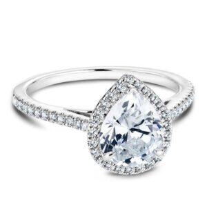 espere Sterling Silver Engagement Ring - [Cubic Zirconia] .925 Platinum Plated - Teardrop/Waterdrop/Pear Shaped Solitaire CZ [Size 7]