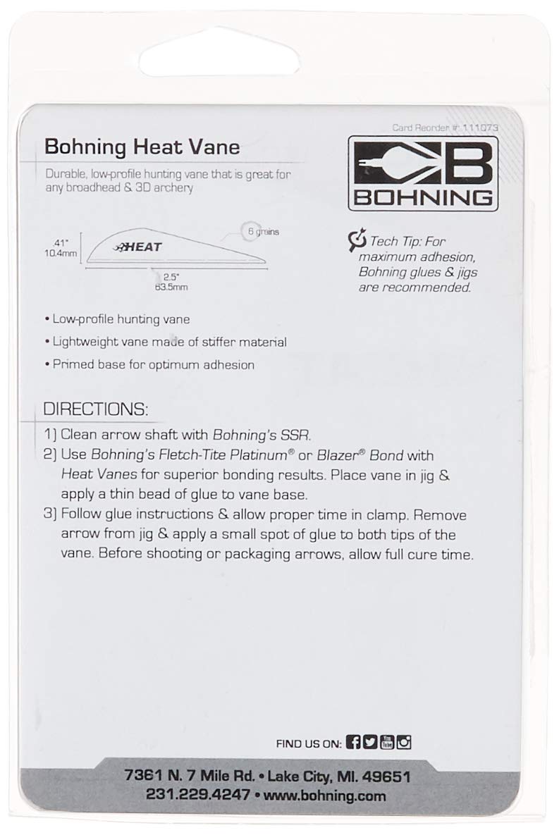 Bohning 101036WH25 Heat Vane, 2.5 White, 36pk