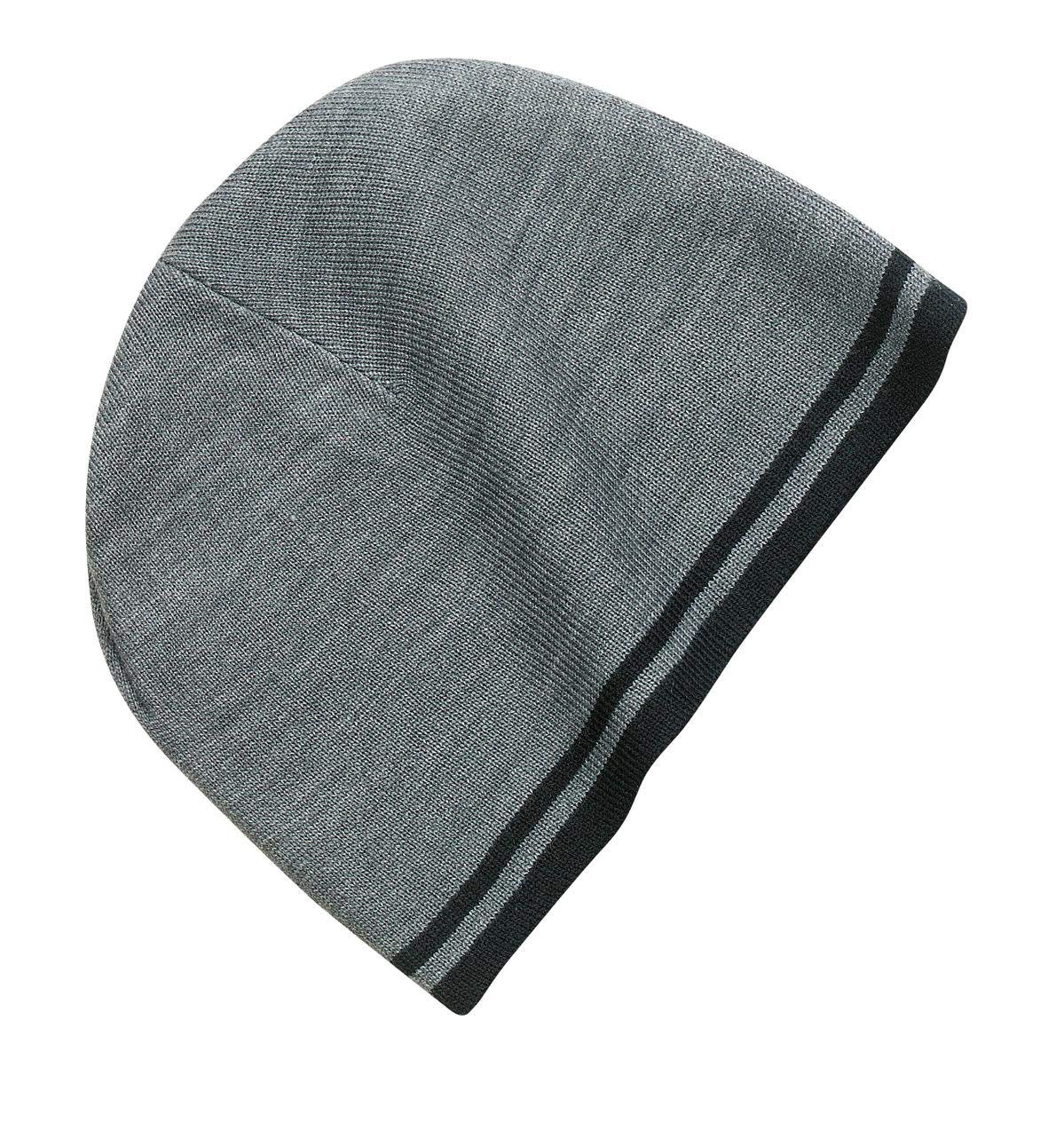 Port & Company - Fine Knit Skull Cap with Stripes OSFA Athletic Oxford/Black