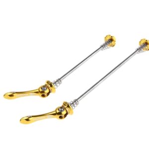 MOWA Road Bicycle Bike Ultralight Titanium Axle Wheel Hub Front and Rear Quick Release QR Skewer Set (Gold)