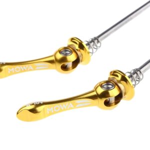 MOWA Road Bicycle Bike Ultralight Titanium Axle Wheel Hub Front and Rear Quick Release QR Skewer Set (Gold)