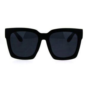 womens boyfriend style oversize horned rim thick plastic sunglasses matte solid black