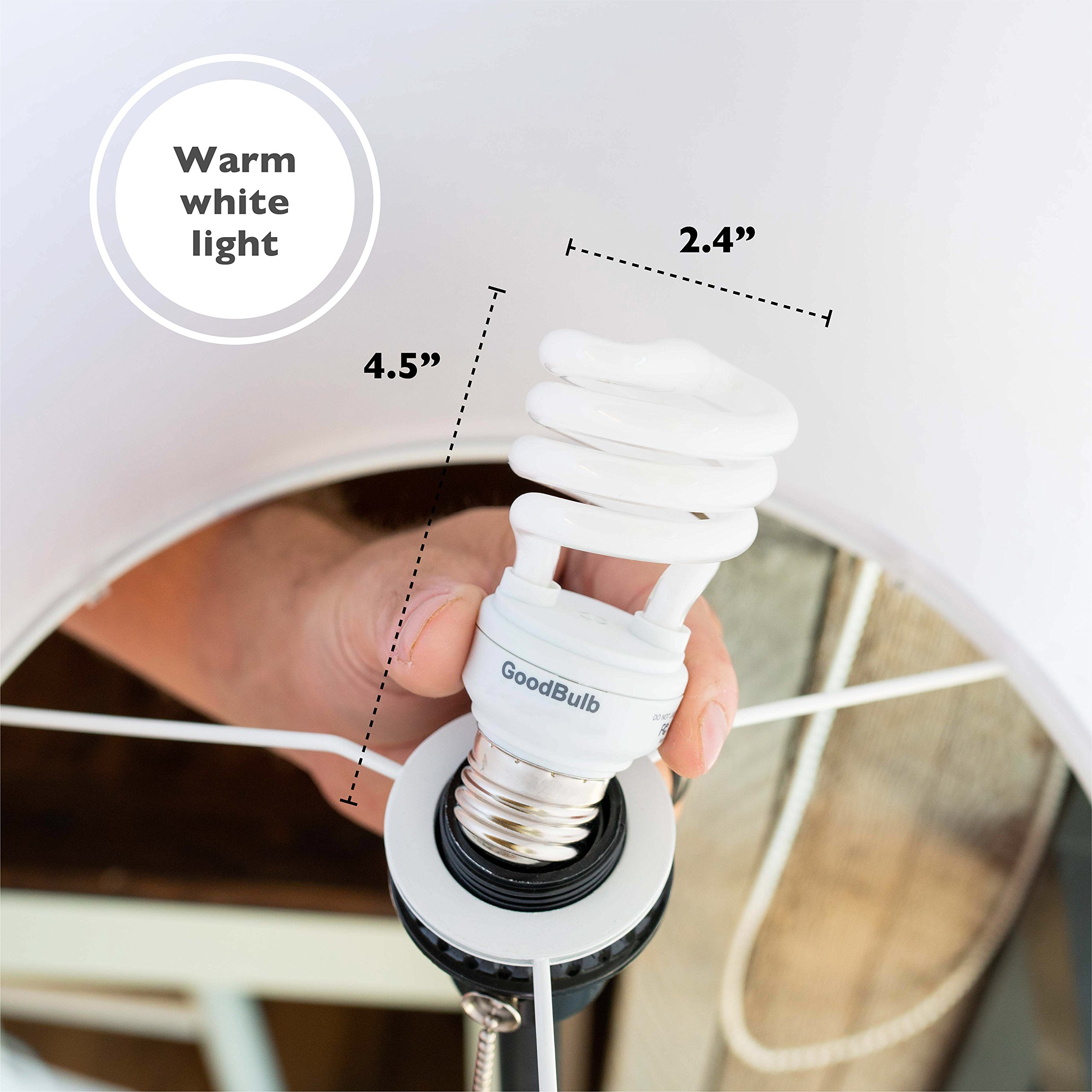 GoodBulb 13-Watt Compact Fluorescent Bulb - 2700K Soft White Light Color - Ultra Mini Spiral CFL Light Bulbs - E26 Medium Base - Pack of 4 Bulbs