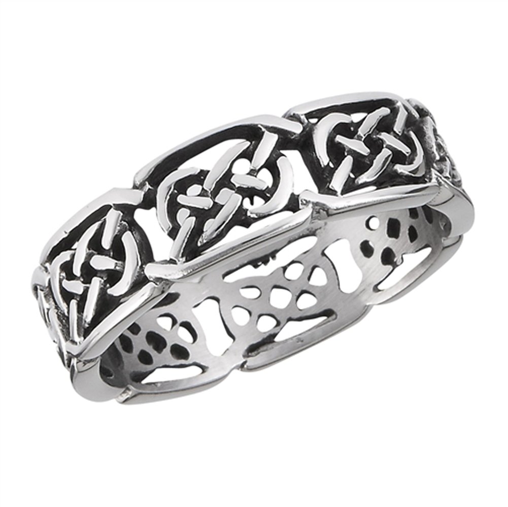 Eternity Celtic Infinity Knot Ring Stainless Steel Cute Filigree Band Size 8