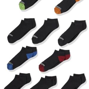 Fruit of the Loom Boys Little 10 Pair Half Cushion No Show Socks, black assort, Small (Shoe Size: 4.5-8.5)