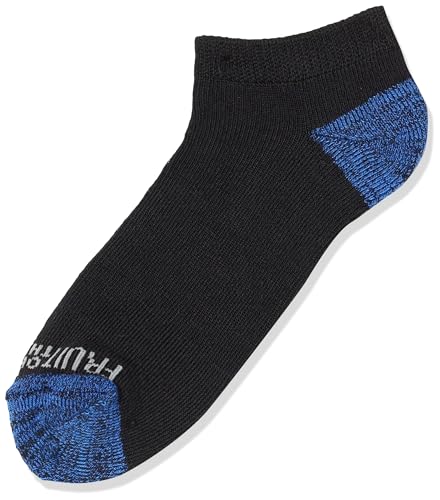 Fruit of the Loom Boys Little 10 Pair Half Cushion No Show Socks, black assort, Small (Shoe Size: 4.5-8.5)