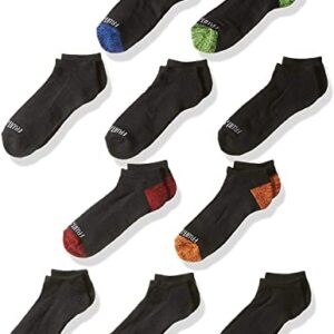 Fruit of the Loom Boys Little 10 Pair Half Cushion No Show Socks, black assort, Small (Shoe Size: 4.5-8.5)