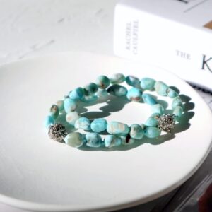 Natural Stone Larimar Bracelet Crystal Magnet Clasp 7.5" …