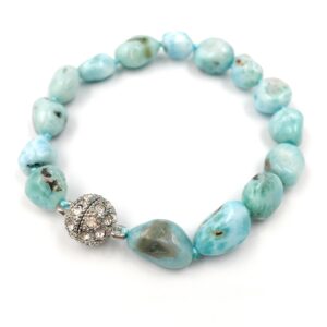 Natural Stone Larimar Bracelet Crystal Magnet Clasp 7.5" …