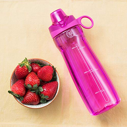 Pogo BPA-Free Plastic Water Bottle with Chug Lid, Fuchsia, 32 oz.