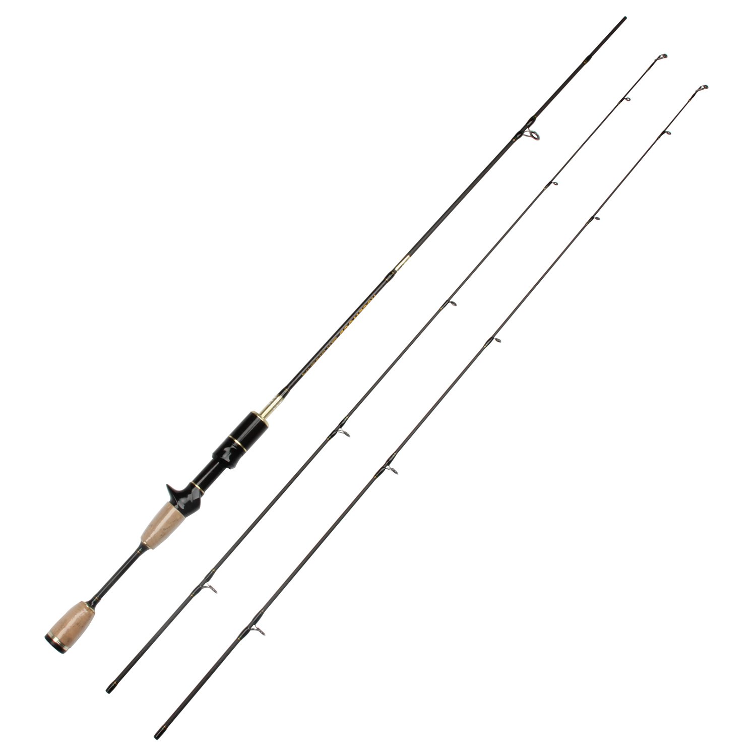 Rosewood Utra Light Baitcasting Fishing Rods 1.8m Double Tips Carbon Fiber Fishing Poles (Gold, 1.8M)