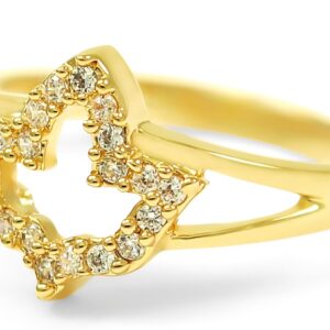 The Collegiate Standard 14k Gold Plated Ivy Leaf Ring with CZs