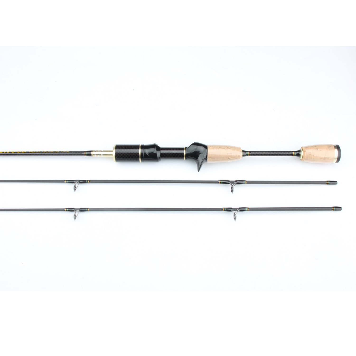 Rosewood Utra Light Baitcasting Fishing Rods 1.8m Double Tips Carbon Fiber Fishing Poles (Gold, 1.8M)