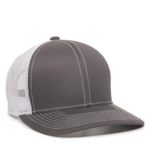 outdoor cap structured mesh back trucker cap, charcoal/white, one size