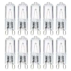 Simba Lighting Halogen Light Bulb G9 T4 25W JCD Bi-Pin (10 Pack) for Chandeliers, Pendants, Cabinet Lights, Landscape Lights, Desk and Floor Lamps, Wall Sconces, 120V Dimmable, 2700K Warm White