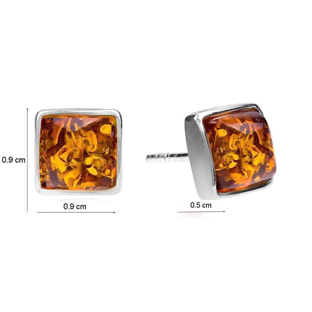 Ian and Valeri Co. Amber Sterling Silver Perfect Square Stud Earrings