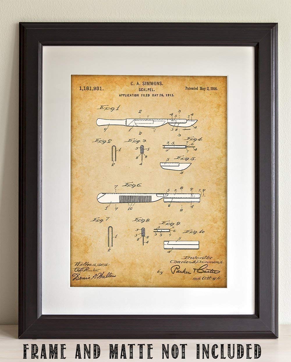 Scalpel Patent Print - Surgical Knife Poster, Surgery Room and Office Wall Decor, Gifts for Surgeon Doctors, Medical Student and Paramedic Gifts, 11x14 Unframed Art Print Poster