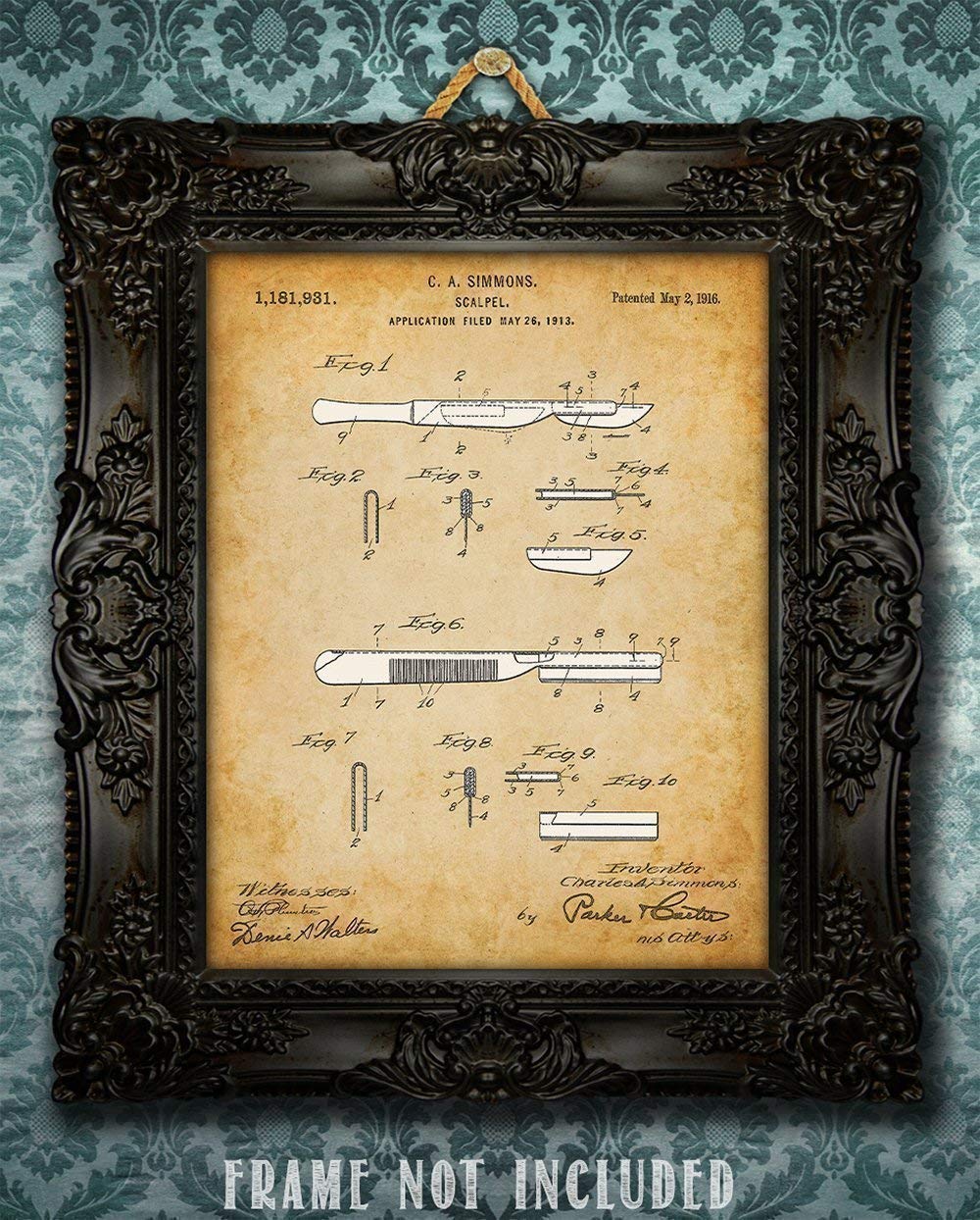 Scalpel Patent Print - Surgical Knife Poster, Surgery Room and Office Wall Decor, Gifts for Surgeon Doctors, Medical Student and Paramedic Gifts, 11x14 Unframed Art Print Poster