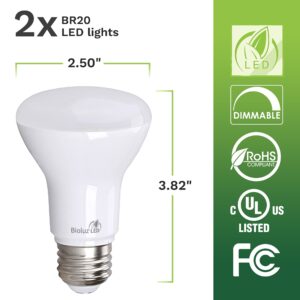 Bioluz LED 2 Pack R20 LED Bulb 90 CRI 3000K Bright Soft White 6W = 50 Watt Replacement 540 Lumen Indoor/Outdoor UL Listed CEC Title 20 Compliant (Pack of 2)