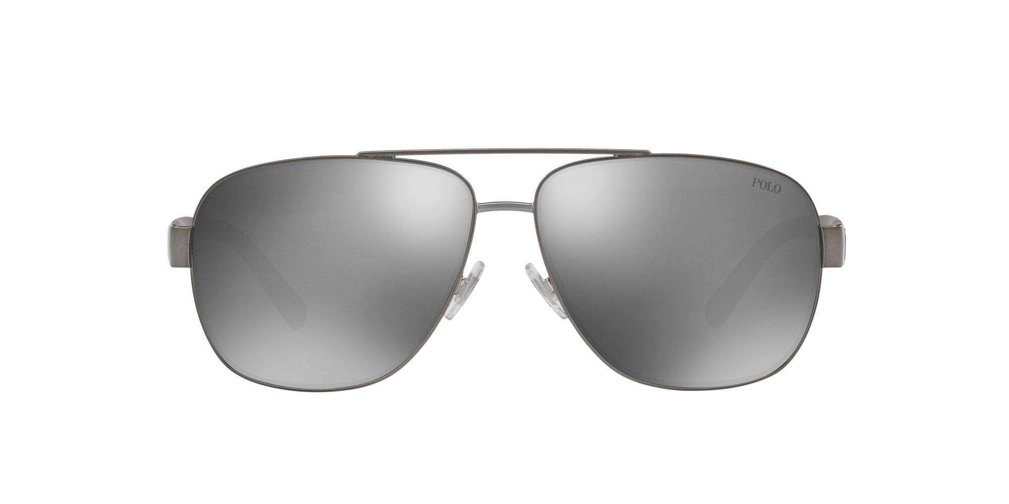 Polo Ralph Lauren Men's PH3110 Aviator Sunglasses, Semi-Shiny Dark Gunmetal/Mirror Silver, 60 mm