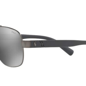 Polo Ralph Lauren Men's PH3110 Aviator Sunglasses, Semi-Shiny Dark Gunmetal/Mirror Silver, 60 mm