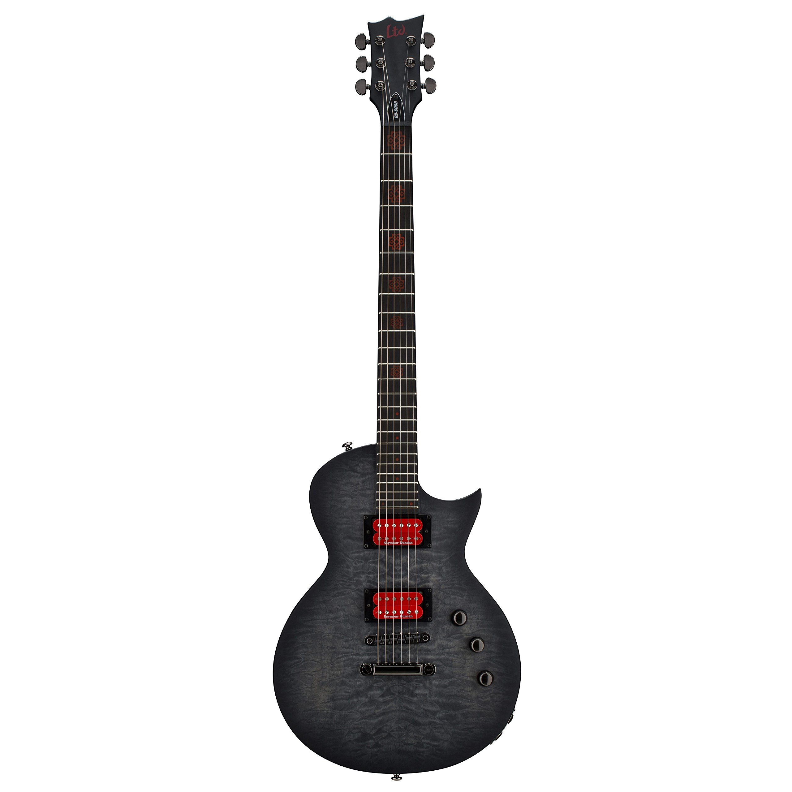 ESP LTD BB-600 Baritone Signature Series Ben Burnley Electric Guitar with Case, See Thru Black Sunburst Satin